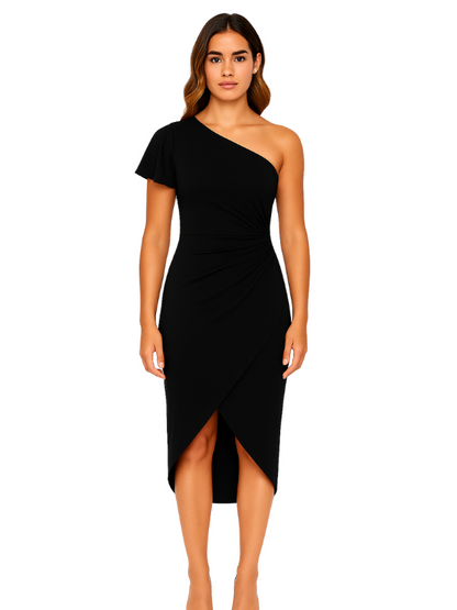Alice - Ruffle Trim One Shoulder Dress